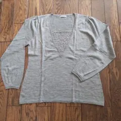 新品　ウール　グレー　長袖　ニット