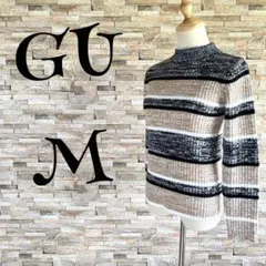 【ジーユー /GU】　ニット　セーター　ボーダー　ハイネック　M　ユニクロ