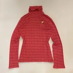 ヒステリックグラマー　ミニ　長袖タートルネック　レッド　総柄　刺繍　平成