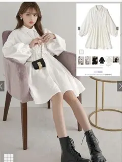 GRL シャーリングシャツワンピース k8840w