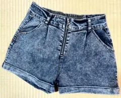 ハイウエストデニムショートパンツ　平成ギャル　y2k