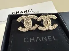 【ほぼ未使用】CHANEL シャネル ココマーク ピアス ゴールド×クリスタル