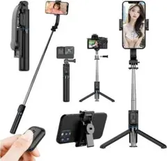 自撮り棒 スマホ ジンバル スマホ 三脚 セルカ棒 コンパクト 持ち運び便利