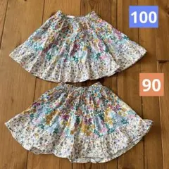 ZARA 花柄スカート２枚セット　お揃いコーデ　姉妹お揃い　双子コーデ