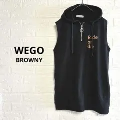 WEGO BROWNY ハーフジップノースリーブパーカー ブラック 【F】のサムネイル