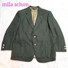 mila schon グリーン テーラードジャケット ロゴ総柄 カシミヤ シルクのサムネイル