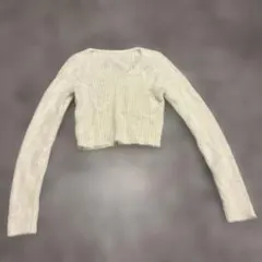 SHEIN クロップド丈 シャギーニット ホワイト M