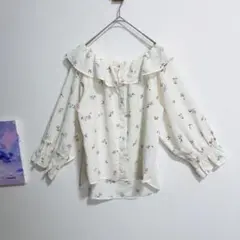 ヘザー　Heather ブラウス オフショル 花柄 アイボリー