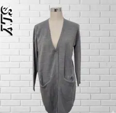 SLY グレー ロングカーディガン Vネック ポケット付 着痩せスライ