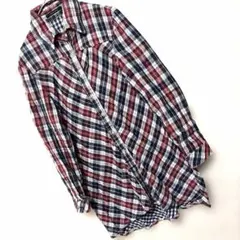 レディース チェック柄 長袖シャツ ワンピース チュニック Mサイズ