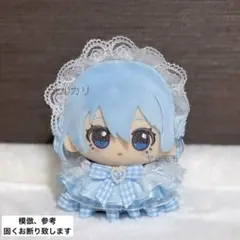 ぬい服 ギンガムチェックフリルドレス ヘッドドレスセット ミント ちび