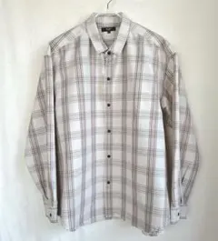 【美品】BEAMS HEART チェックシャツ Lベージュ 長袖 大人カジュアル