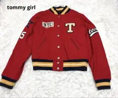 tommy girl スタジャン　赤　ジャケット　可愛い　おしゃれ　ワッペン