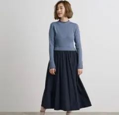 grove 配色リブニットドッキングワンピース　グローブ