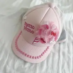 mezzo piano フラワー装飾キャップ ピンク