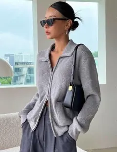 [DAZY] 無印ジップアップカーディガン　グレー