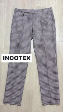 INCOTEXウール100%ギンガムチェック スラックス 50 春夏のサムネイル