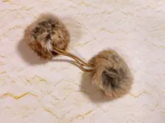 新品未使用　ファー付きヘアゴム　ブラウン　レディース