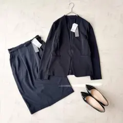 タグ付未使用✨《グリーンレーベルリラクシング》サラフール セットアップ 紺 38