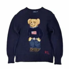 ポロラルフローレン ポロベア ニット セーター 立体刺繍 近年 ネイビー S
