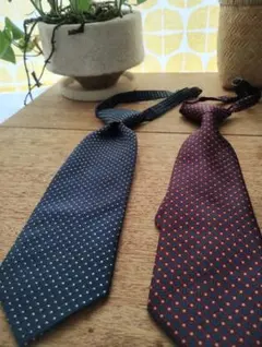 子供用ネイビー・ワインレッド ドット柄ネクタイ2本セット