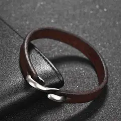 ブレスレット レザー メンズ レディース バングル レトロ 革 S ブラウン