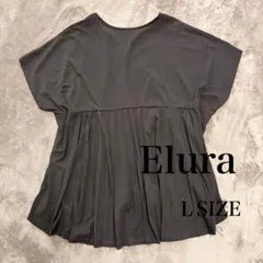 Elura エルーラ プリーツ切り替えトップス カットソー 黒 L Tシャツのサムネイル