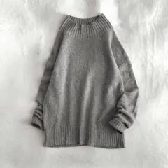 【美品✨】Plage ボトルネック片畦ニットプルオーバー　グレー　ウール　秋冬