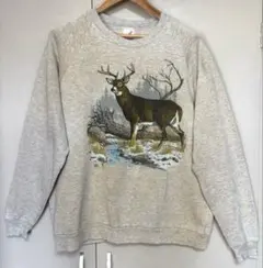 90s USA製 JERZEES 鹿 アニマル スウェット XXL グレー