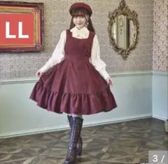 クラロリくる実　ワンピース　しまむら　赤　レッド　ジャンスカ　ボルドー　LL