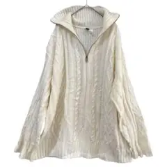 DIVIDED H&M ホワイト ニット Mサイズ セーター　ハーツジッパー
