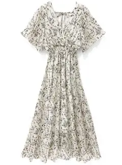 [GRL] 花柄カシュクールバックリボンワンピース アイボリー