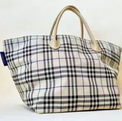 美品✨バーバリーブルーレーベル 舟形トートバッグ ノバチェック 大容量