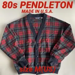80s ペンドルトン PENDLETON カーディガン チェック 米国製 赤 緑のサムネイル