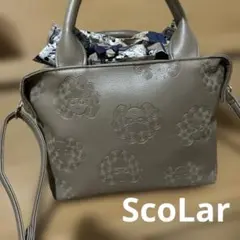 スカラー巾着付き ハンドバッグ ベージュ　ショルダーバッグのサムネイル