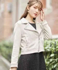 訳あり処分　トッコクローゼット　今季　ポケットリボンスエードライダースジャケット