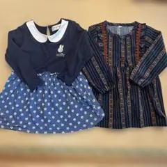 miffy 花柄ワンピース 100cm コードュロイ風ワンピース90cm ２着