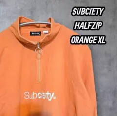 【希少XL】Subciety ハーフジップ ロンT 刺繍ロゴ オレンジのサムネイル