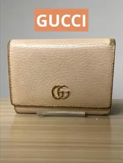 GUCCI GGマーモント　三つ折り財布　ピンク　財布