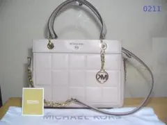 未使用☆マイケルコース ２WAYハンドバッグ ショルダーバッグ 薄いピンクレザー