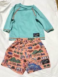 子供用水着セット 水色ラッシュガードとショーツ