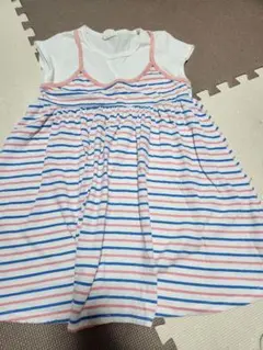 ストライプ 半袖ワンピース　女の子ワンピース　夏用ワンピース　120cm