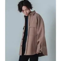 WEGO ニットメルトンCPOジャケット ブラウン メンズ 秋 冬 春 ゆったり