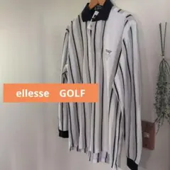 ellesse　メンズ ゴルフ ポロシャツ M　ストライプ　定価16000円