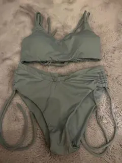 ALEXIA STAM ワンピース水着 ライムグリーン バックレースアップ