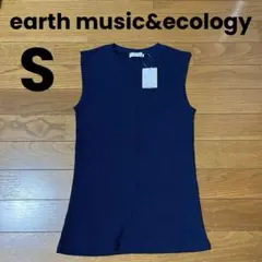 【earth music&ecology】テレコタンクトップ ネイビー S