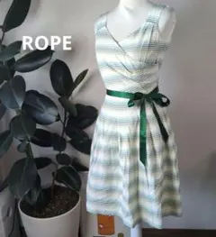 【日本製】ROPE　コットンフレアワンピース　ウエストリボン　ボーダーのサムネイル