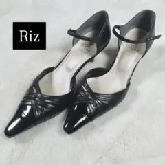 極美品　リズ　パンプス　ストラップ ブラック　24.5　2E　ポインテッドトゥ