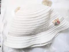 【美品】familiar クマ耳付きベビー帽子 47cm