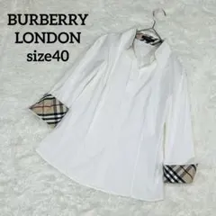 バーバリーロンドン ブラウス ノバチェック ストレッチ スキッパーシャツ 七分袖